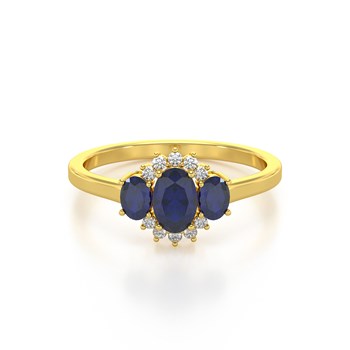 Bague ADEN Or 585 Jaune Saphir et diamants 1.358grs