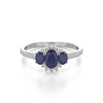 Bague ADEN Or 585 Blanc Saphir et diamants 1.358grs