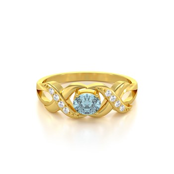 Bague ADEN Or 585 Jaune Aigue-Marine et diamants 2.684grs