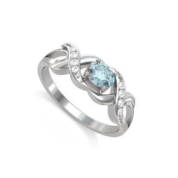 Bague ADEN Or 585 Blanc Aigue-Marine et diamants 2.684grs