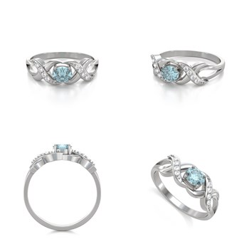 Bague ADEN Or 585 Blanc Aigue-Marine et diamants 2.684grs