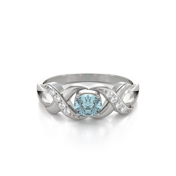Bague ADEN Or 585 Blanc Aigue-Marine et diamants 2.684grs