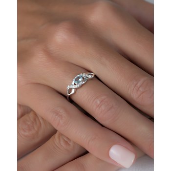 Bague ADEN Or 585 Blanc Aigue-Marine et diamants 2.684grs