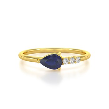Bague ADEN Or 585 Jaune Saphir et diamants 1.176grs