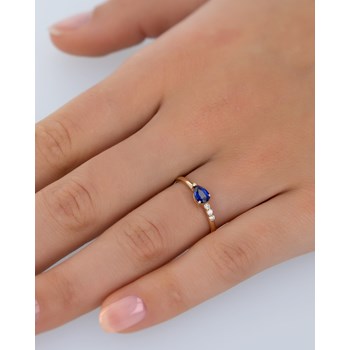 Bague ADEN Or 585 Jaune Saphir et diamants 1.176grs