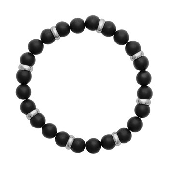 Bracelet homme Brillaxis acier agate noire mate