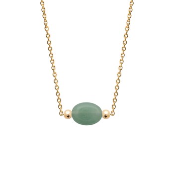 Collier Brillaxis plaqué or aventurine verte 45cm