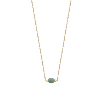 Collier Brillaxis plaqué or aventurine verte 45cm