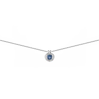 Collier coeur diamants saphir or blanc 18 carats