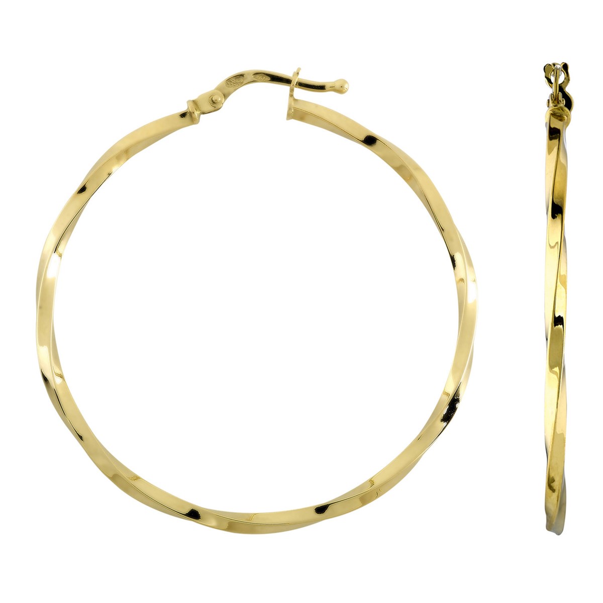 Créoles Brillaxis or jaune torsadé 18 carats 35 mm