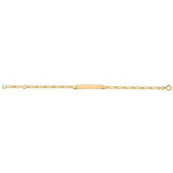 Identité bébé rectangle maille alternée or 9 carats