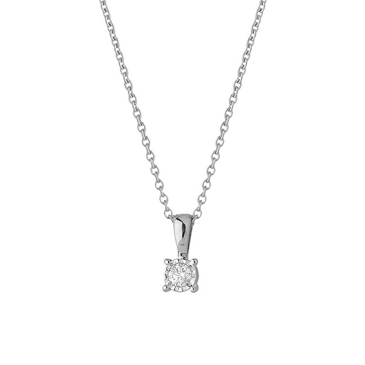 Collier Brillaxis or blanc solitaire diamant 0.05cts