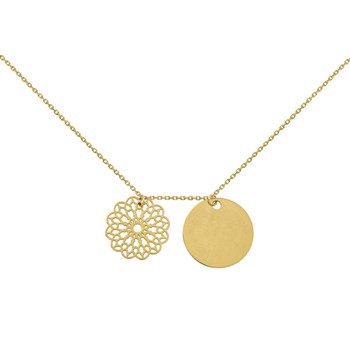 Collier Brillaxis Plaque ronde motif dentelle