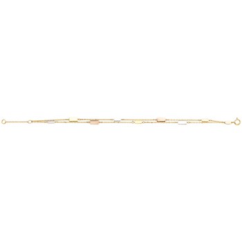 Bracelet Brillaxis 2 rangs motif rectangle 3 ors