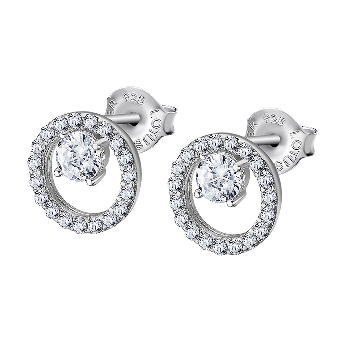 Boucles d'oreilles Lotus Silver Cercle et oxydes