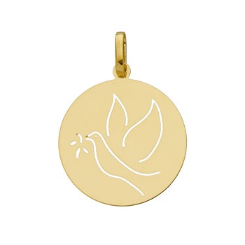 Médaille colombe baptême républicain or jaune