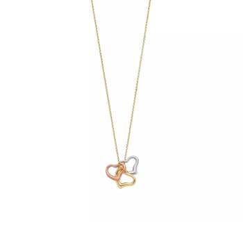 Collier Brillaxis trois coeurs coulissants 3 ors 9K