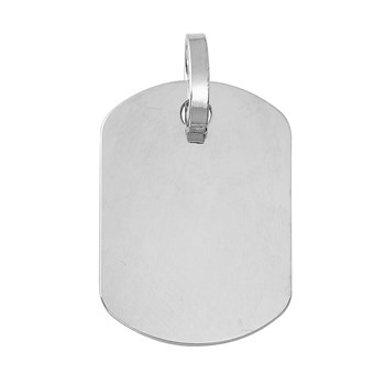 Pendentif plaque GI bords arrondis or blanc 750/1000