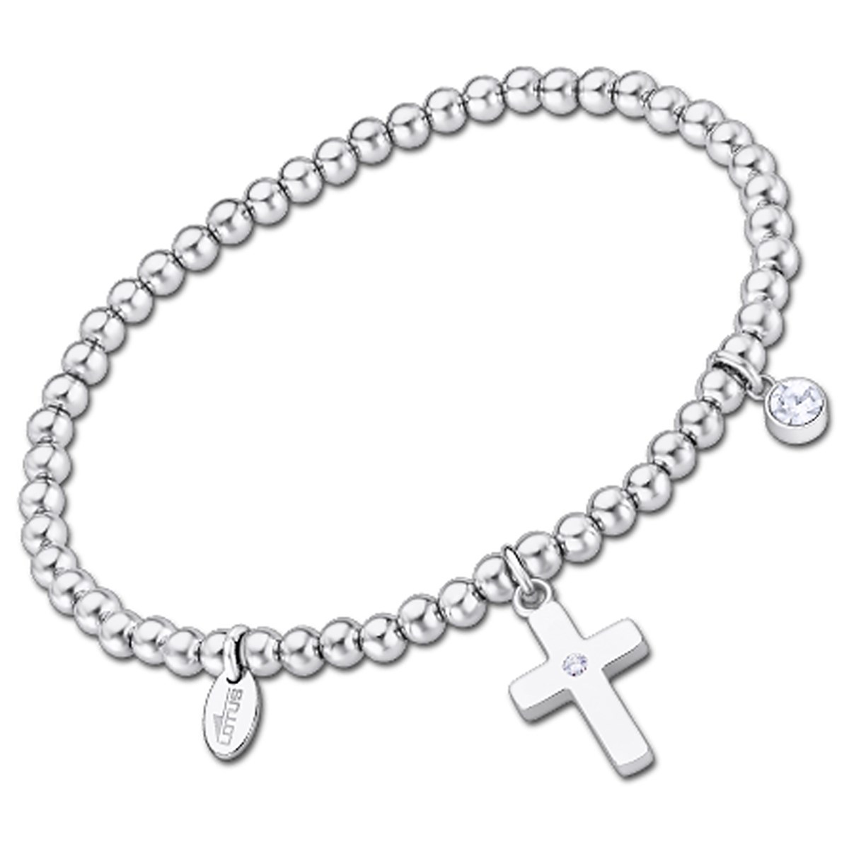Bracelet Lotus boules acier et croix