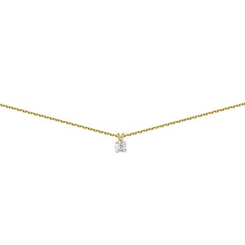 Collier solitaire diamant or 18 carats 0.10 ct