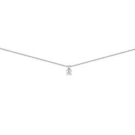 Collier solitaire diamant or blanc 18 carats 0.25 ct