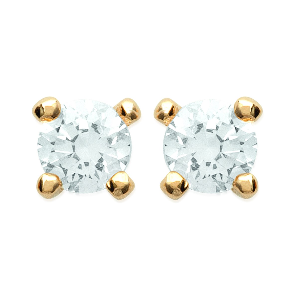 Puces d'oreilles Brillaxis plaqué or 3 mm