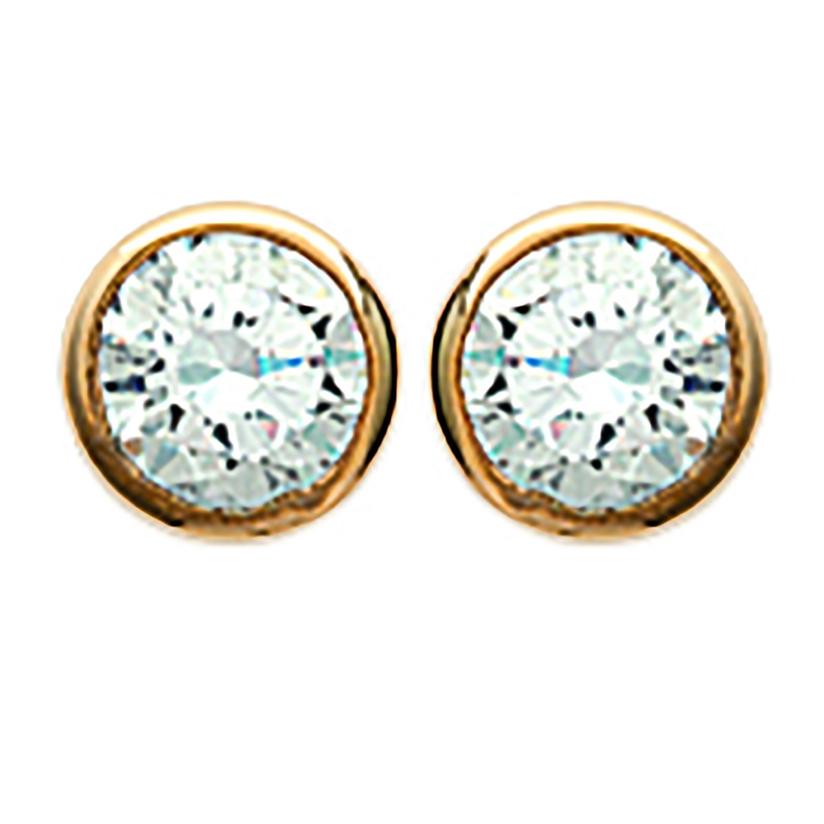 Puces d'oreilles Brillaxis serti clos plaqué or 6mm