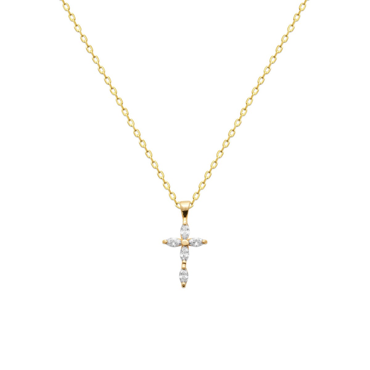 Pendentif Brillaxis plaqué or croix empierrée - vue 3