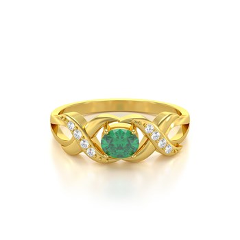 Bague ADEN Or 585 Jaune Emeraude et diamants 2.684grs