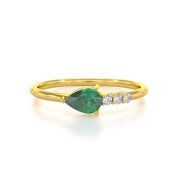 Bague ADEN Or 585 Jaune Emeraude et diamants 1.176grs