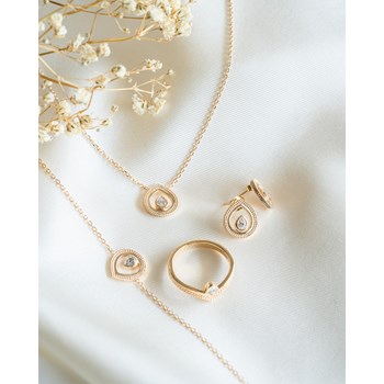 Boucles d'Oreilles Plaqué Or Goutte Oriental Pierre Precieuse