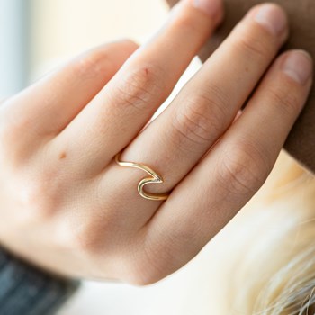 Bague Plaqué Or Vague Mer Ocean