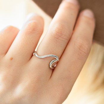 Silver Ring Adjustable Wave Sea Ocean