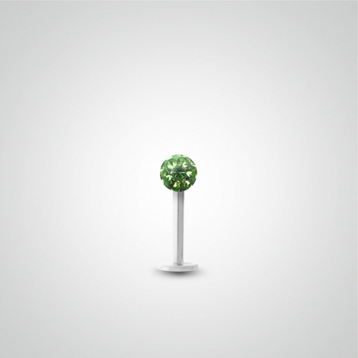 Piercing tragus en or blanc et cristal de Swarovski vert