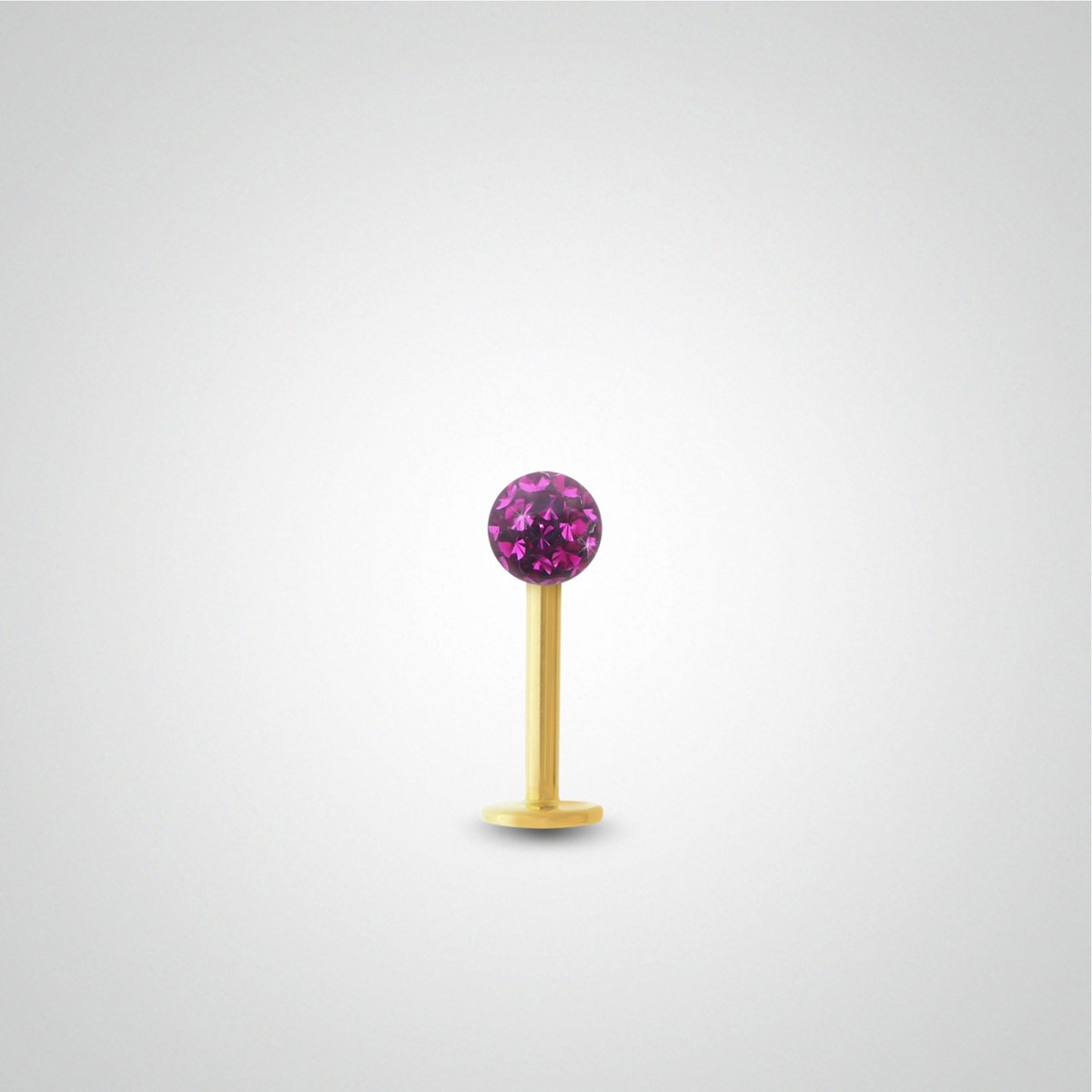 Piercing tragus en or jaune et cristal de Swarovski fushia