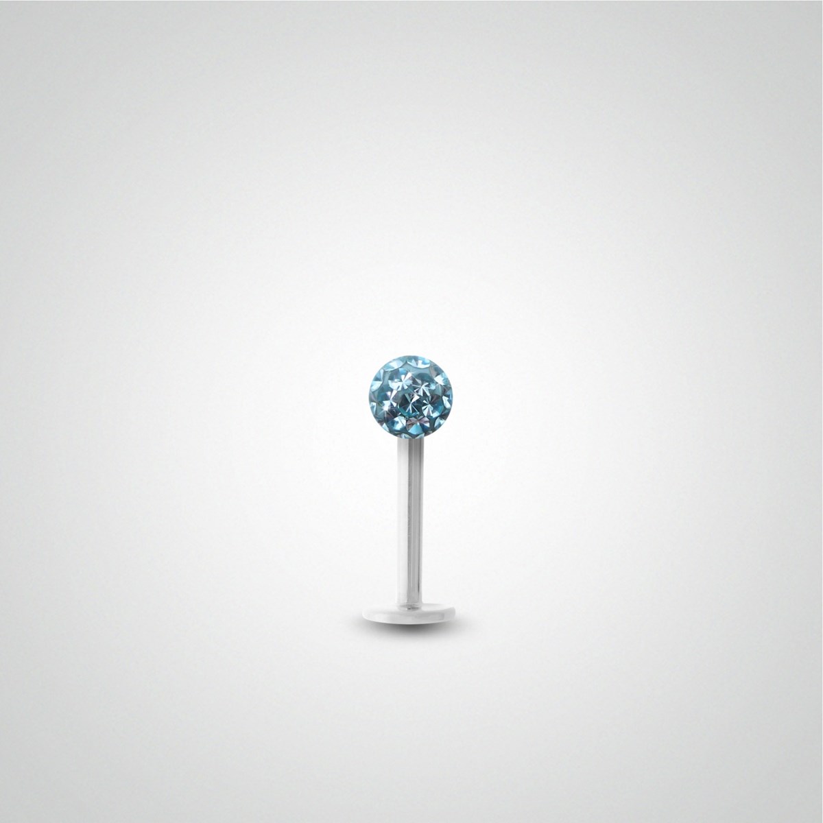 Piercing tragus en or blanc et cristal de Swarovski bleu clair