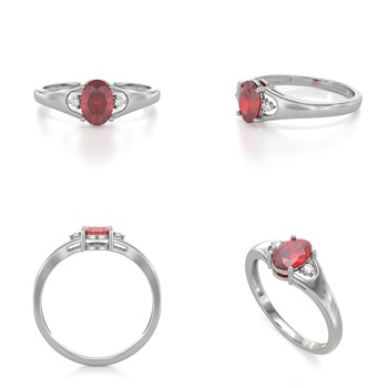 Bague ADEN Or 585 Blanc Rubis et diamants 1.382grs