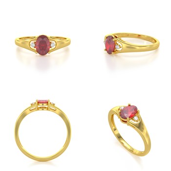 Bague ADEN Or 585 Jaune Rubis et diamants 1.382grs