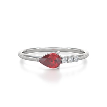 Bague ADEN Or 585 Blanc Rubis et diamants 1.176grs