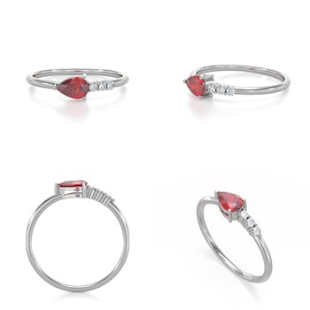 Bague ADEN Or 585 Blanc Rubis et diamants 1.176grs