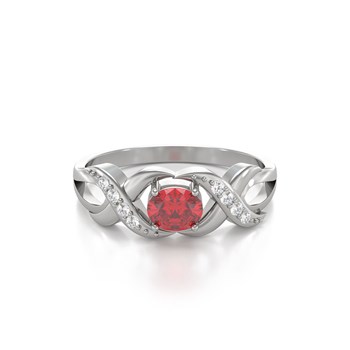 Bague ADEN Or 585 Blanc Rubis et diamants 2.684grs