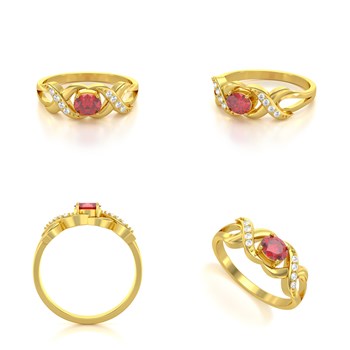 Bague ADEN Or 585 Jaune Rubis et diamants 2.684grs