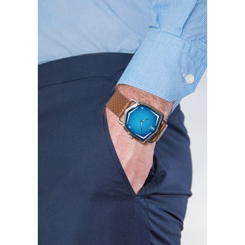 Blue Ocean - Cuir Marron Piqué