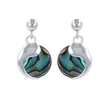 Boucles d'oreille nacre abalone et virgule d'argent 925-000 | Aden