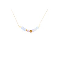 Collier décoré de Perles semi-précieuse tourmaline brute et perle plaqué or