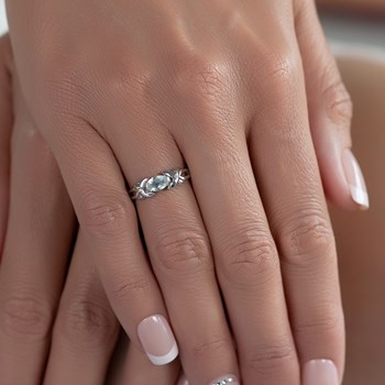 Bague ADEN Aigue-Marine avec diamants sur Argent Massif 925