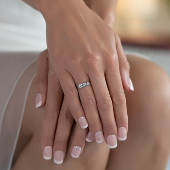 Bague ADEN Aigue-Marine avec diamants sur Argent Massif 925