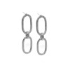 Boucles d'oreilles pendantes en plaqué argent faites à la main avec deux mailles - Bijou de créateur - vue V1