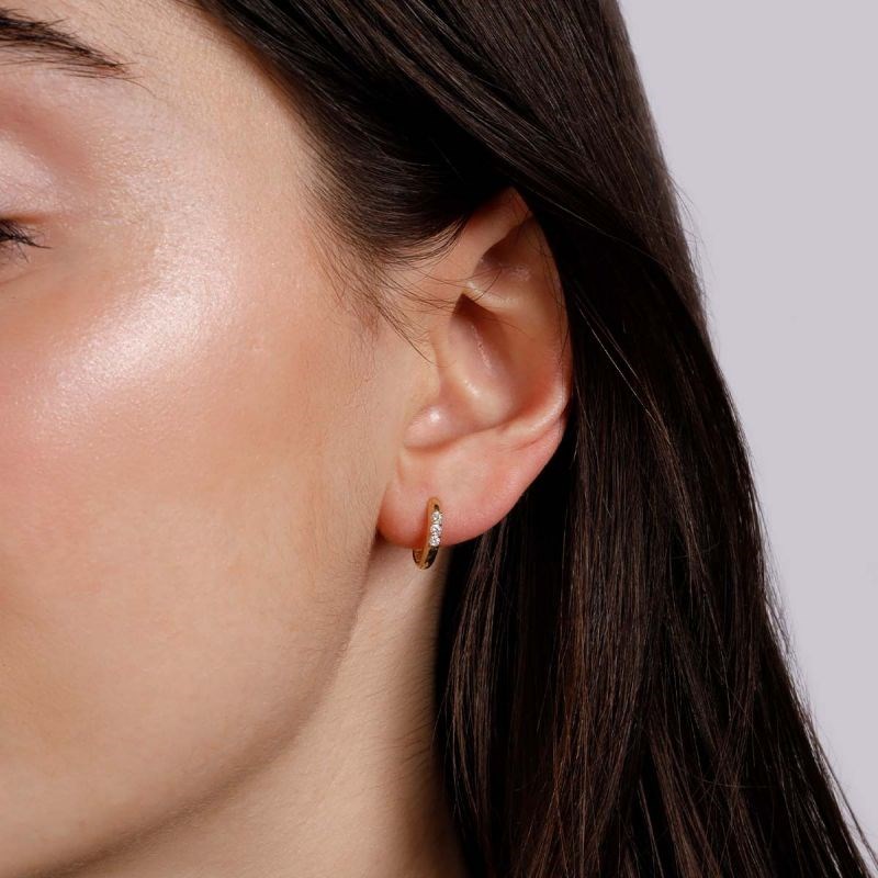 Boucles d'oreilles Or jaune et zirconium - vue 2