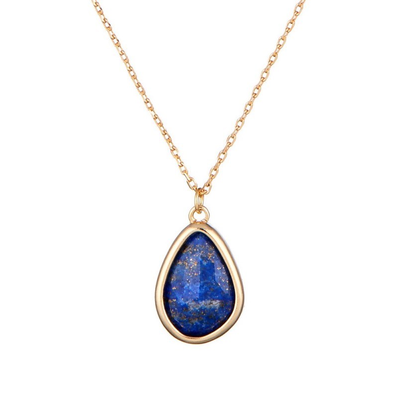 Collier laiton doré monté d'une Lapis bleue ' Louane '